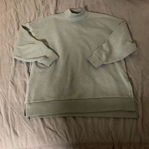 GREEN OVERSIZED MOCK SWEATER